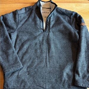 Men’s Orvis Brighton Sherpa Fleece Lined 1/4 Zip Pullover Sweater M Black/gray